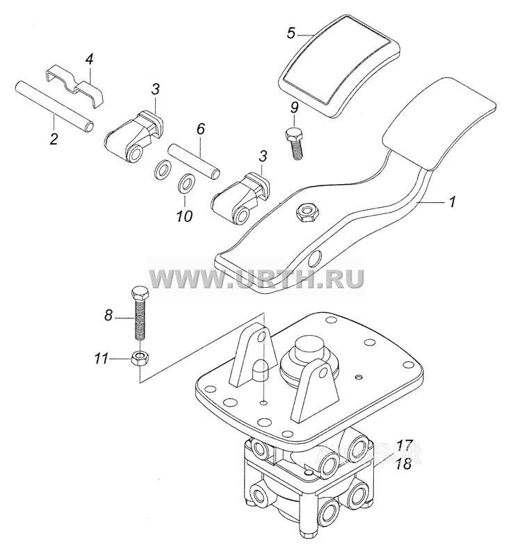 5320-3514108 Кран тормозной двухсекционный с педалью
